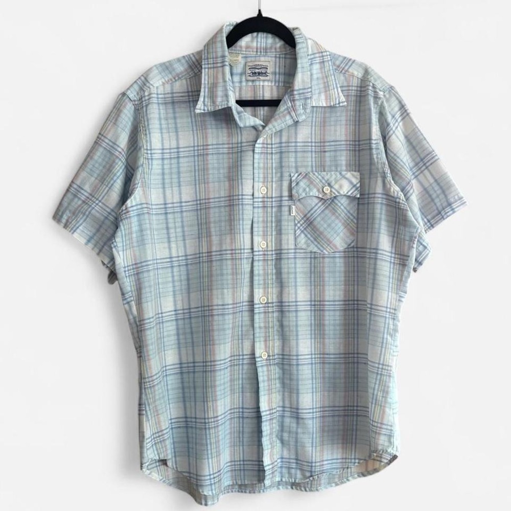 Levi's Vintage Shirt Short Sleeve Button Up Plaid 80s 90s Summer Western XL Men